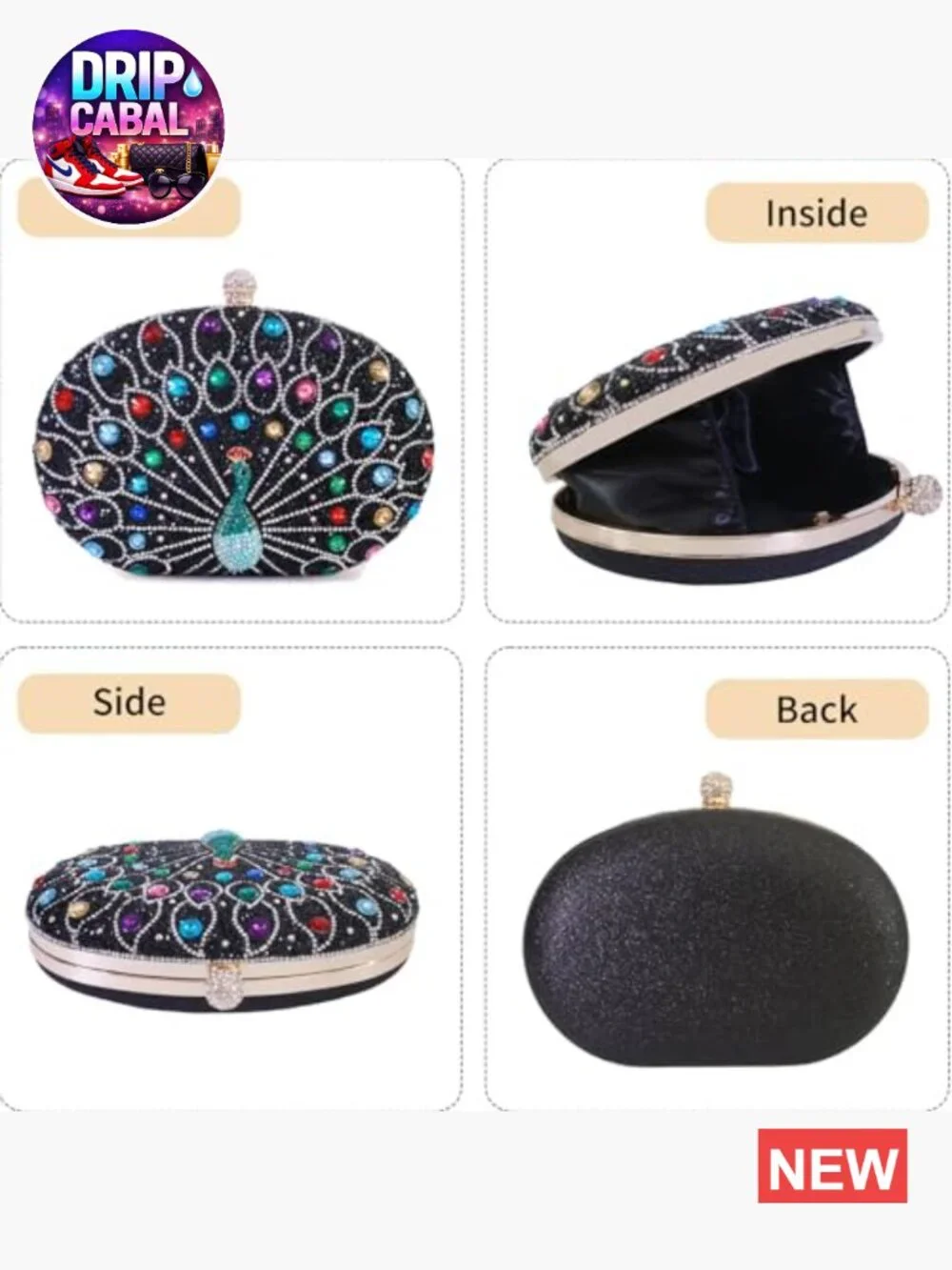 Rhinestone Evening Clutch Crossbody Bag Wedding Party Faux Leather
